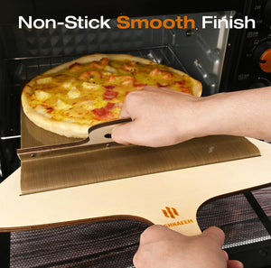 Premium Sliding Non-Stick Pizza Peel with Wooden Handle