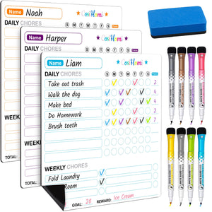 Magnetic Chore Chart for Refrigerator Checklist 3 Pack